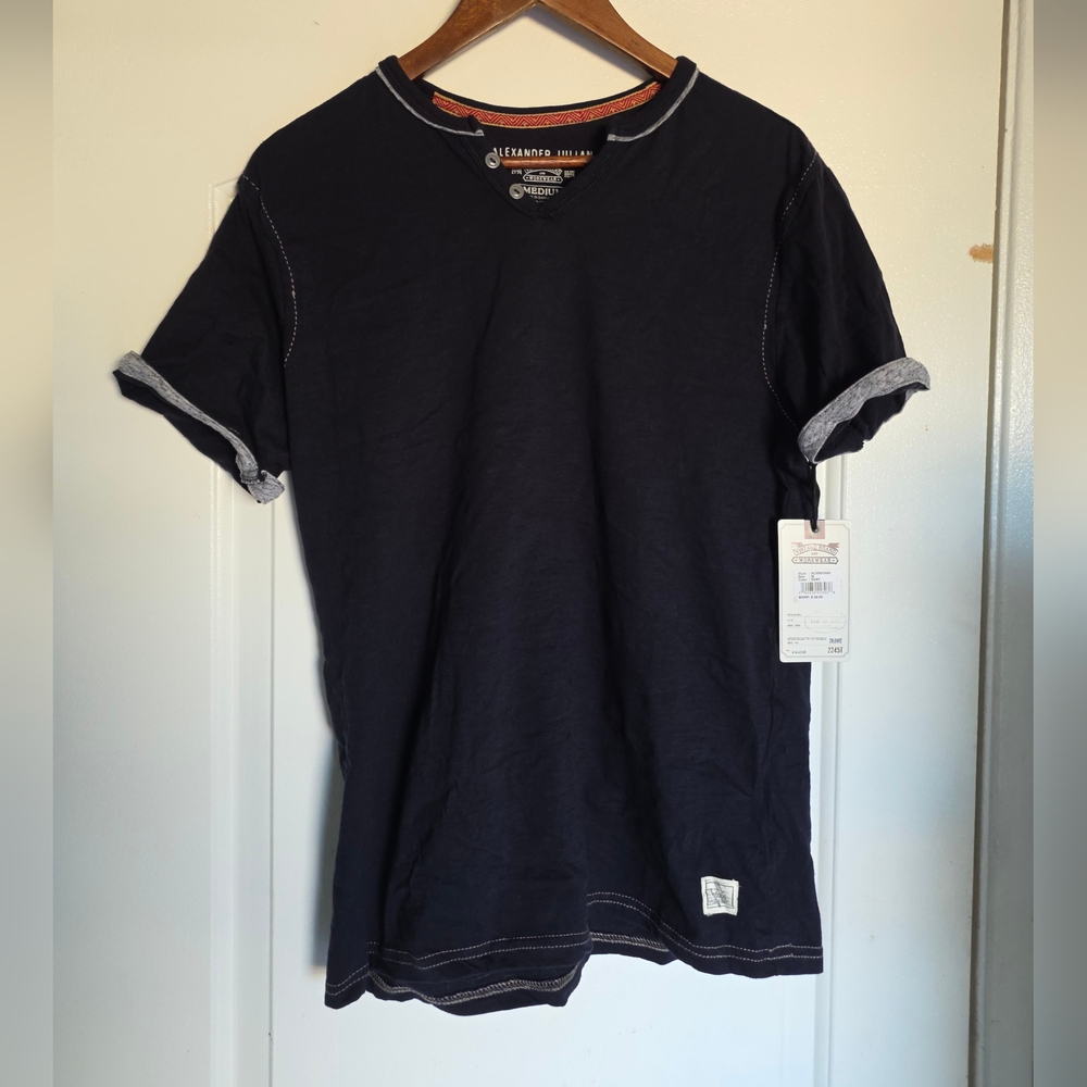 Men's Split V-neck T-shirt Alexander Julian Medium Blue